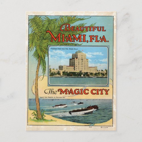 Vintage Beautiful Miami Florida Magic City Travel Postcard