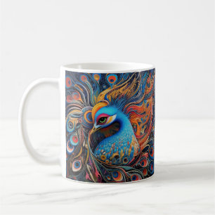 Vintage Beautiful Peacock Art Nouveau Coffee Mug