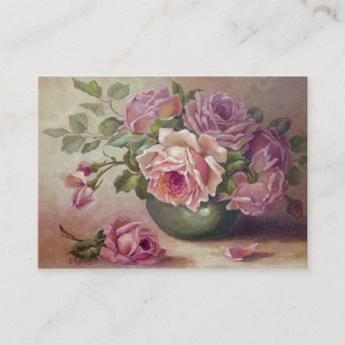 Vintage Beautiful Pink RosesCustom Business Card