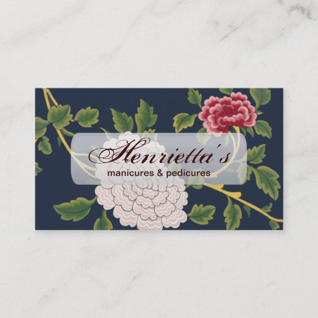 Vintage Beautiful Red & White Floral Business Card (Front)