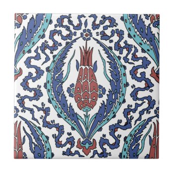 Vintage Beautiful Turkish Tulip Ceramic Tile by IslamicDesign at Zazzle