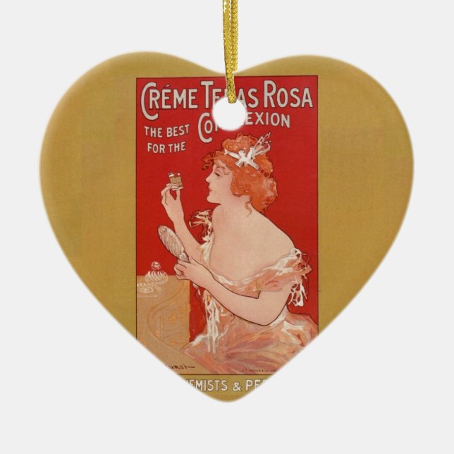 Vintage Beauty Advertisement Ceramic Ornament (Front)