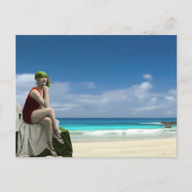 Vintage Beauty and the Beach Postcard (Front)