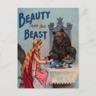 Vintage Beauty and the Beast Postcard