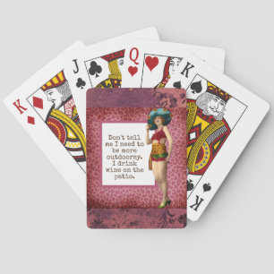 Vintage Beauty Drinking Wine Funny  Poker Cards