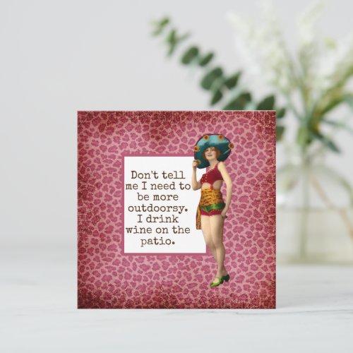 Vintage Beauty Drinking Wine Funny Quote Card