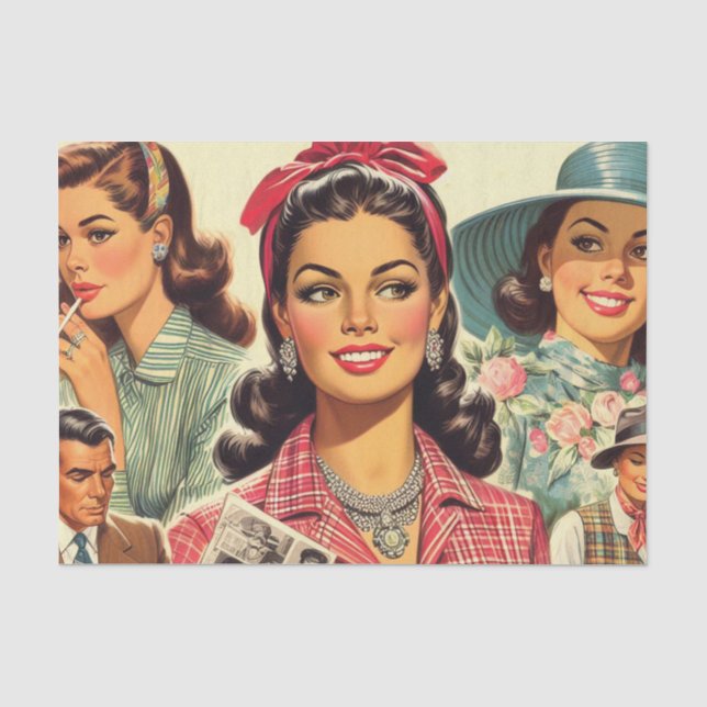 Vintage Beauty Fashion Girls Tissue Paper (Front)
