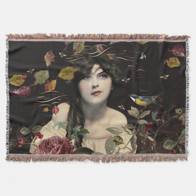 Vintage Beauty Floral Throw Blanket (Front)