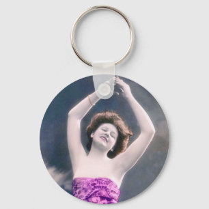 vintage beauty hands over head dancing keychain
