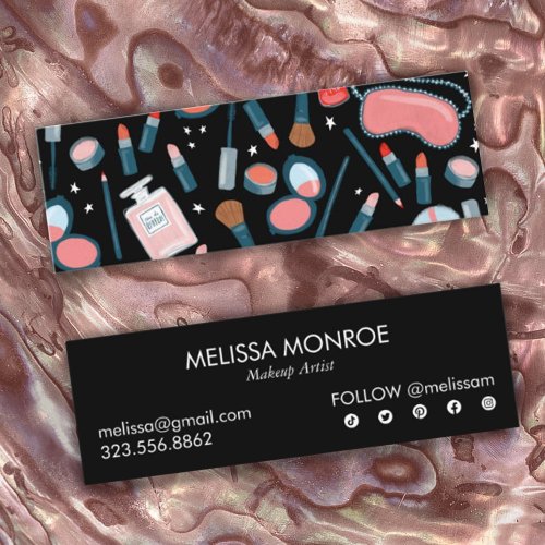 Vintage Beauty Makeup Artist Cute Colorful Retro   Mini Business Card