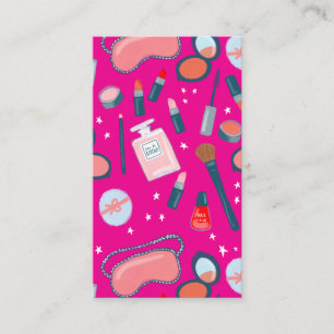 Vintage beauty makeup artist hot pink business card