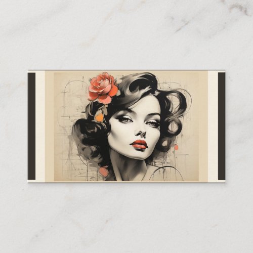 Vintage Beauty Parlor Hair Salon Stylist Cosmetics Business Card