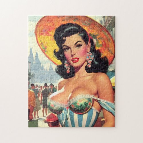 Vintage Beauty Pin_up Painting Jigsaw Puzzle