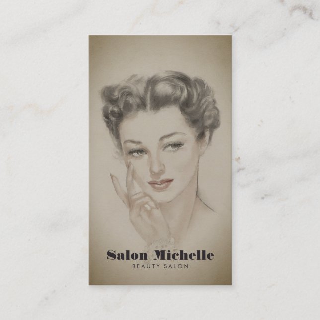 Vintage Beauty Salon Esthetician Business Card (Front)