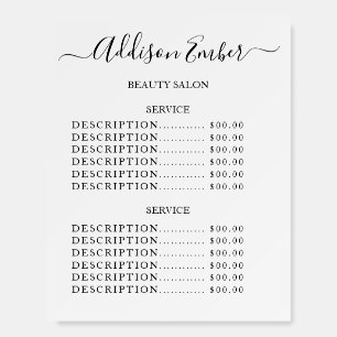 Vintage Beauty Salon Price List Foam Board