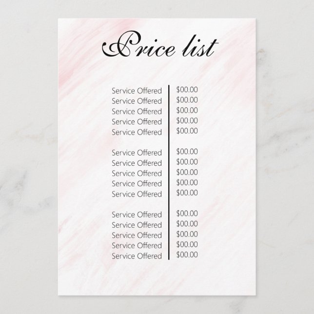 Vintage Beauty Salon Price List Menu (Front)