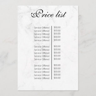 Vintage Beauty Salon Price List Menu