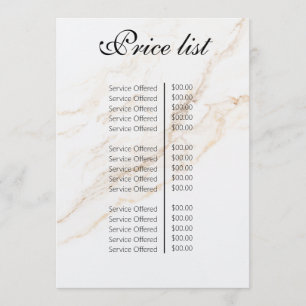 Vintage Beauty Salon Price List Menu