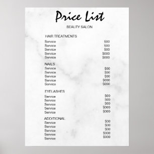 Vintage Beauty Salon Price List Poster