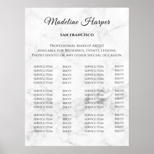 Vintage Beauty Salon Price List Poster (Front)