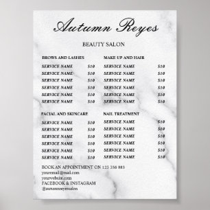 Vintage Beauty Salon Price List Poster