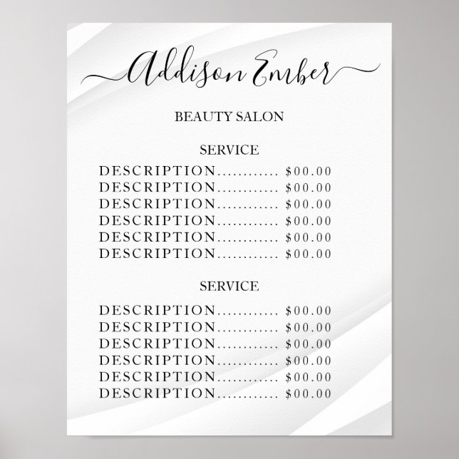 Vintage Beauty Salon Price List Poster (Front)