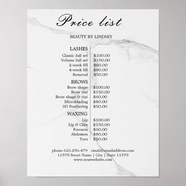 Vintage Beauty Salon Price List Poster (Front)
