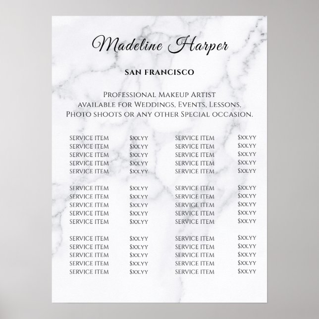 Vintage Beauty Salon Price List Poster (Front)