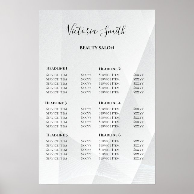 Vintage Beauty Salon Price List Poster (Front)