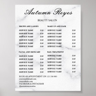 Vintage Beauty Salon Price List Poster