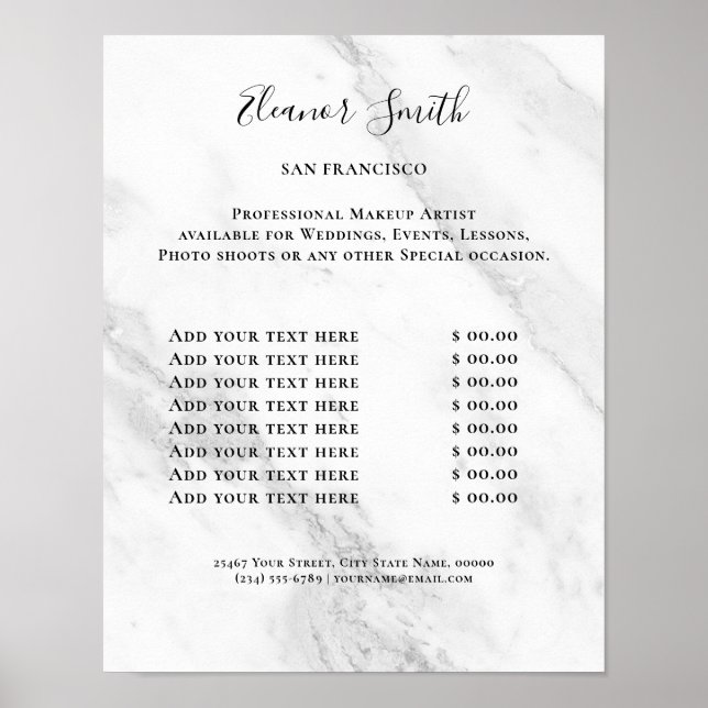 Vintage Beauty Salon Price List Poster (Front)