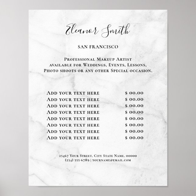 Vintage Beauty Salon Price List Poster (Front)