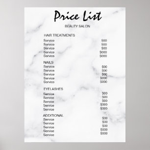 Vintage Beauty Salon Price List Poster