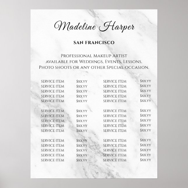 Vintage Beauty Salon Price List Poster (Front)