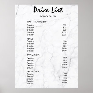 Vintage Beauty Salon Price List Poster