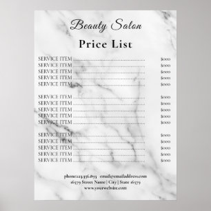 Vintage Beauty Salon Price List Poster