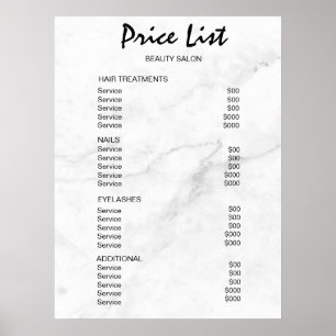 Vintage Beauty Salon Price List Poster