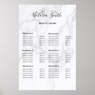 Vintage Beauty Salon Price List Poster