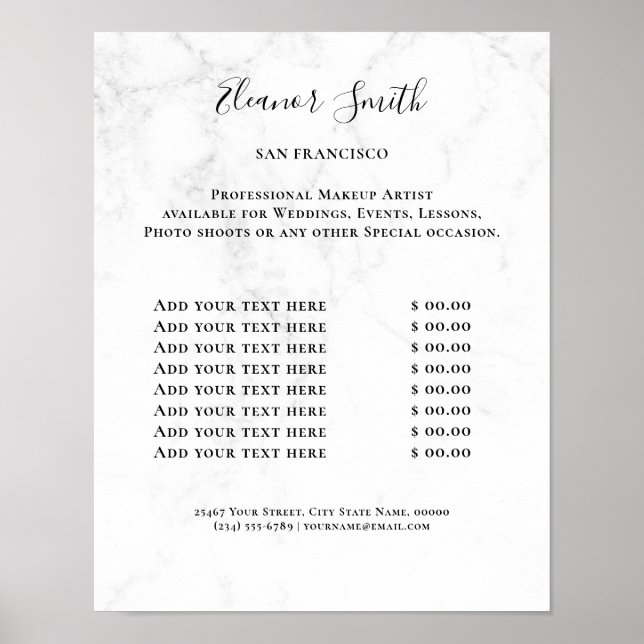 Vintage Beauty Salon Price List Poster (Front)
