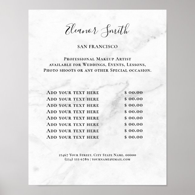 Vintage Beauty Salon Price List Poster (Front)