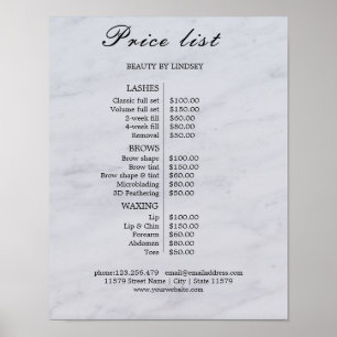 Vintage Beauty Salon Price List Poster