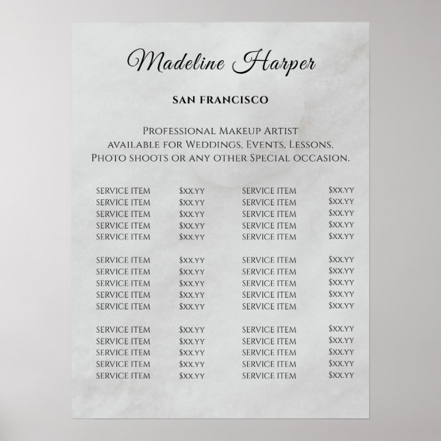 Vintage Beauty Salon Price List Poster (Front)