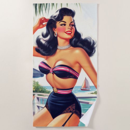 Vintage Beauty Summer Pin Up Beach Towel