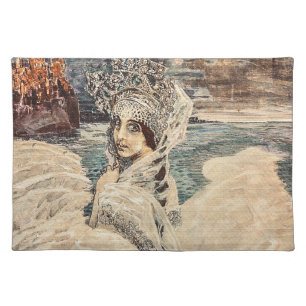 Vintage Beauty Swan Princess Vrubel Painting  Cloth Placemat