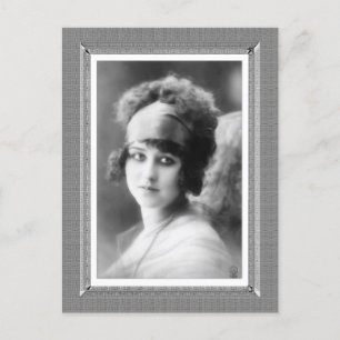 Vintage Beauty - Waiting - in black & white Postcard