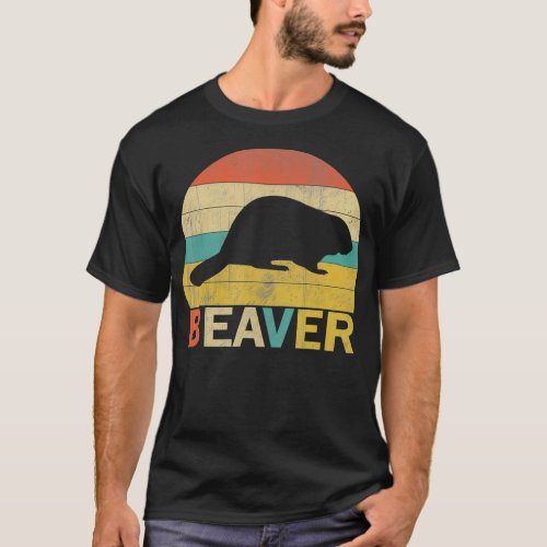 Vintage Beaver for Animal Lover Retro Beaver T_Shirt