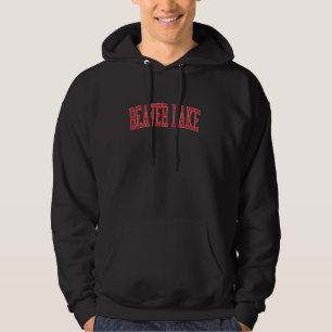 Vintage Beaver Lake Distressed Red Varsity Style Hoodie