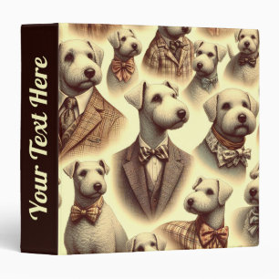Vintage Bedlington Terrier Illustration 3 Ring Binder