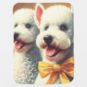 Vintage Bedlington Terrier Painting Baby Blanket