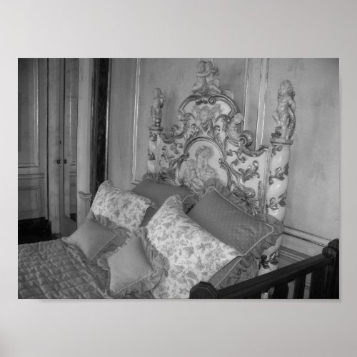Vintage Bedroom Black And White Photograph Poster